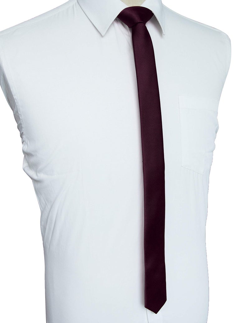 JEMYGINS 1.58" Maroon Skinny Tie Slim Necktie for Men(4cm) - Image 2